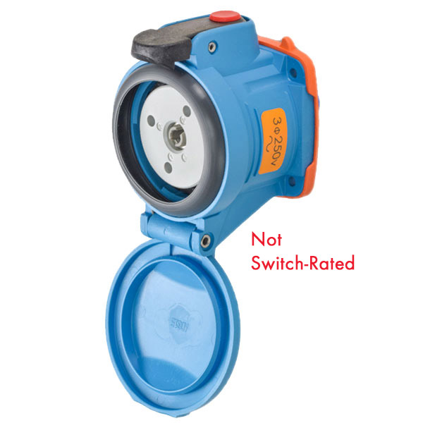 63-34073-352 - DSN30 RECEPTACLE POLY BLUE SIZE 2 TYPE 4X IP 69 3P+G 30A 250 VAC 60 Hz NO AUX STRAIGHT INSERTION